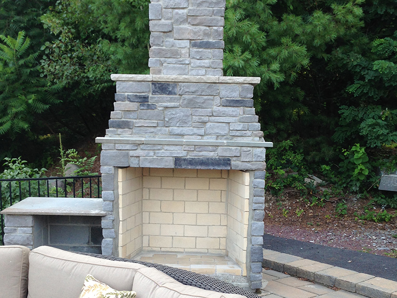 Outdoor stone fireplace